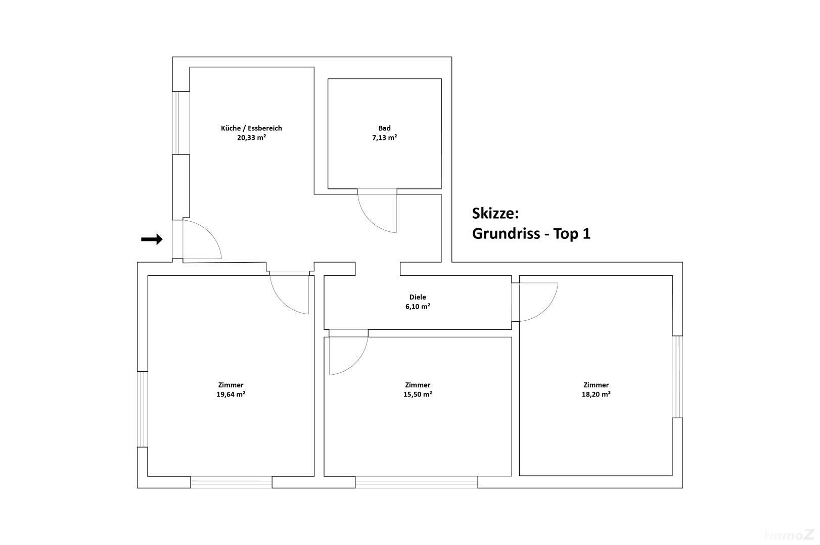 Wohnung zu kaufen: Lange Gasse 31, 8010 Graz - Skizze Grundriss Top 1-01