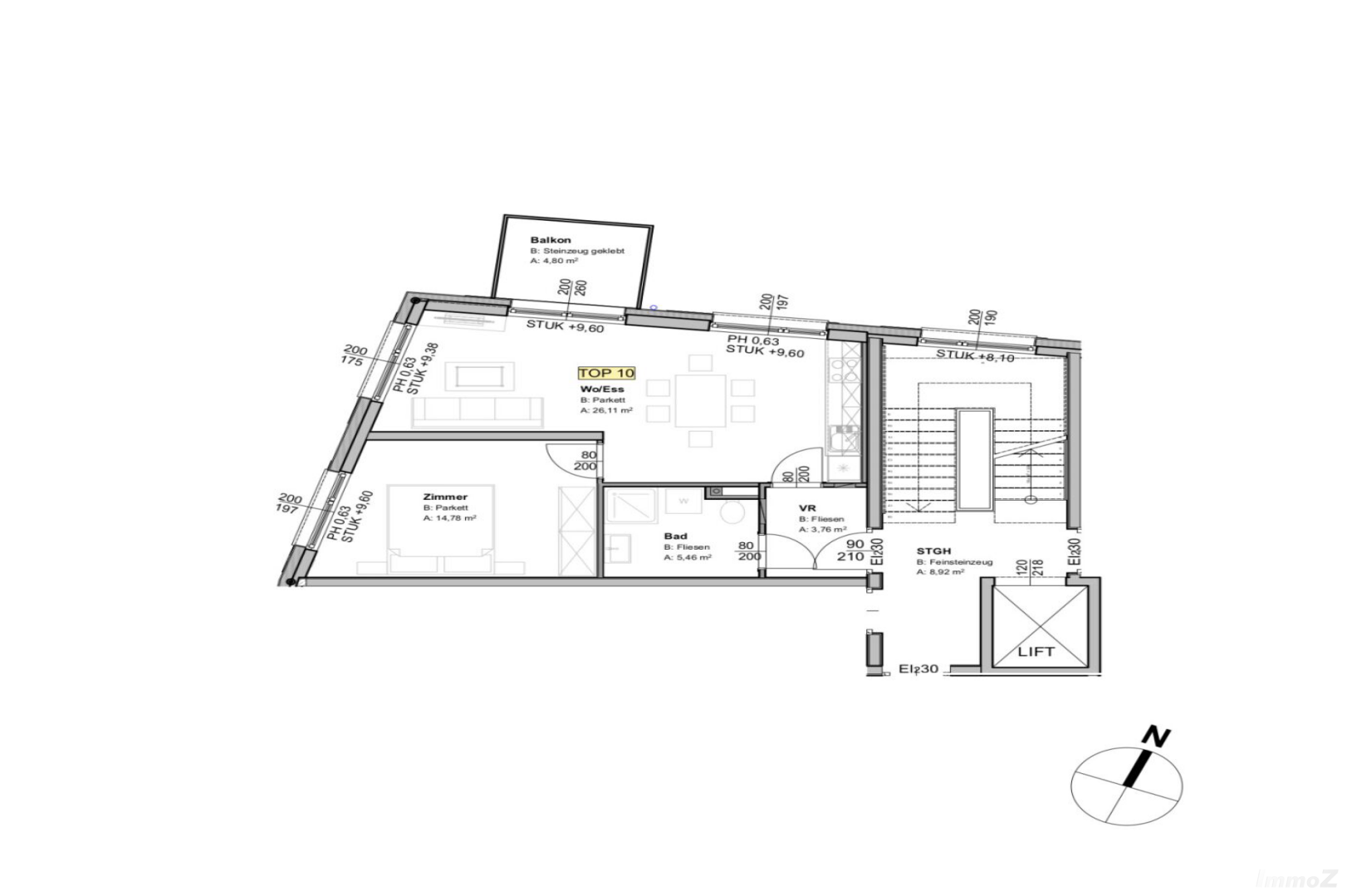 Wohnung zu mieten: Keplerstraße 76, 8020 Graz - Grundriss Top 10