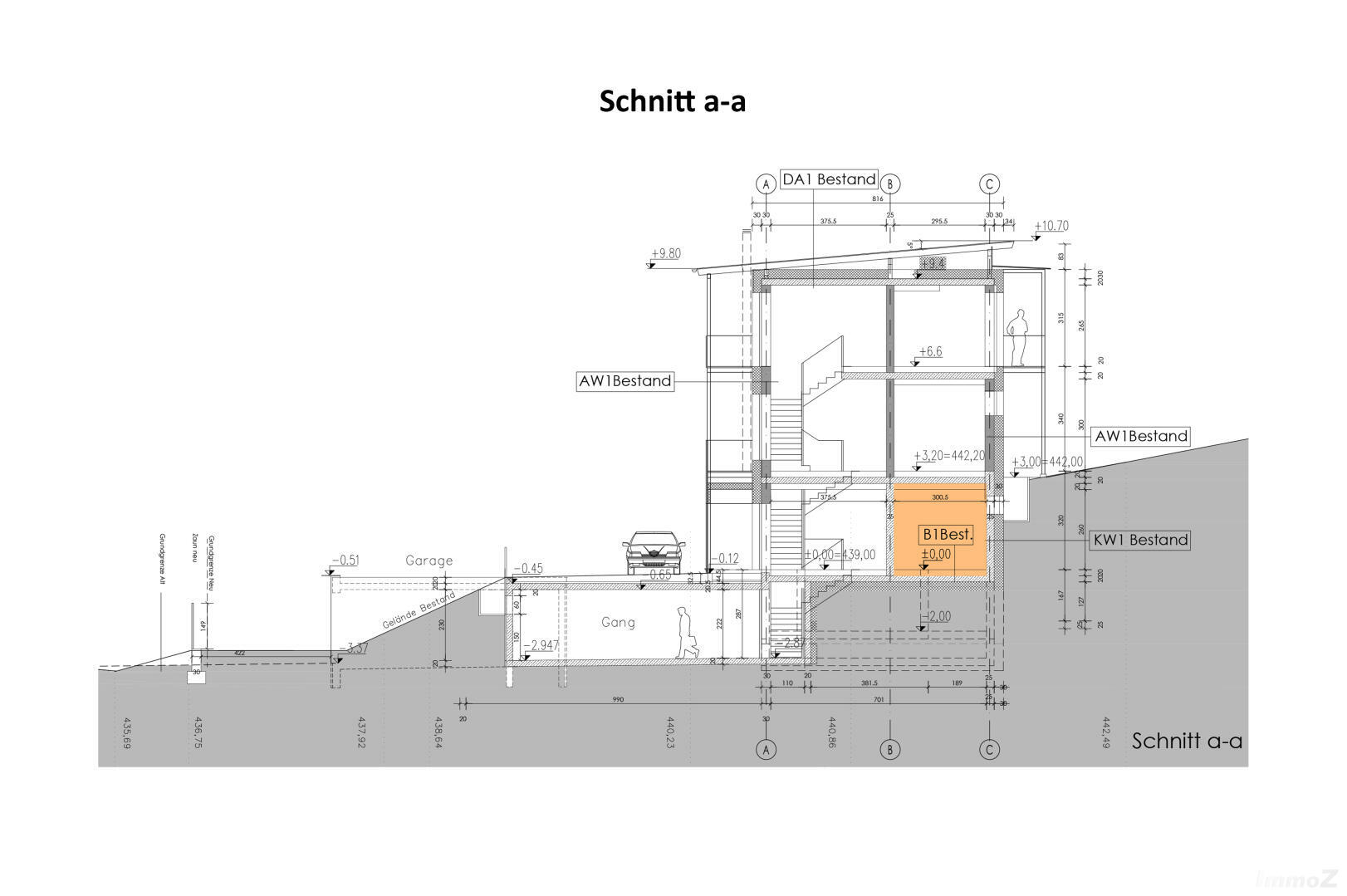 Haus zu kaufen: Takern I 117, 8321 Sankt Margarethen an der Raab - Schnitt a-a